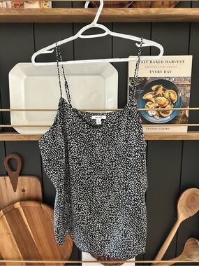 Nine West Black & White Printed Spaghetti Strap Cami